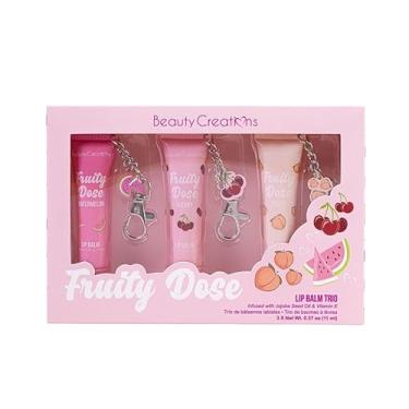 Imagem de Fruity Dose Conjunto de protetor labial Trio - Alto brilho | Jojoba e vitamina E | Com clipe para chaveiro | 10,5 g