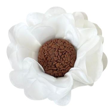 Imagem de 50 Forminhas Flor Doces Finos Super Volume Tons Neutros (branco)