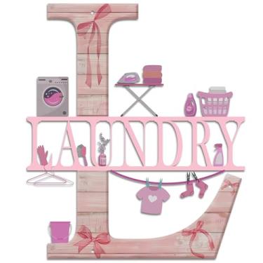 Imagem de Placa de decoração de lavanderia para parede - acessórios de lavanderia de metal para casa moderna, casa de fazenda, sala de estar, banheiro - 30 x 35 cm decoração de parede engraçada para lavanderia