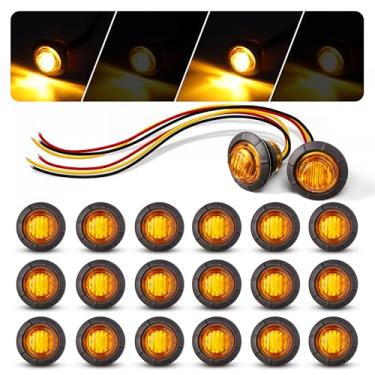 Imagem de MADCATZ Estroboscópio + marcador de 3/10.2 cm, mini luzes redondas âmbar, 3 LEDs, 3 fios, marcador lateral para trailer, barco, trailer, caminhão, versão de atualização de 12 V (20 peças)