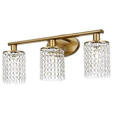 Imagem de Luminária de cristal para banheiro, luminária moderna para penteadeira, luzes frontais de espelho de metal e latão, arandela de parede E14 para penteadeira, luminárias de parede para maquiag