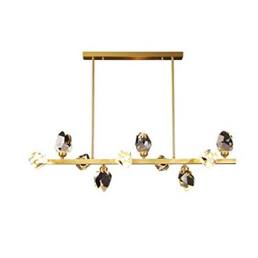 Imagem de Lustre nórdico todo em cobre, lustre criativo de cristal molecular LED, luminária pendente de teto pós-moderna para cozinha, ilha, quarto, sala de estar, restaurante (cor: