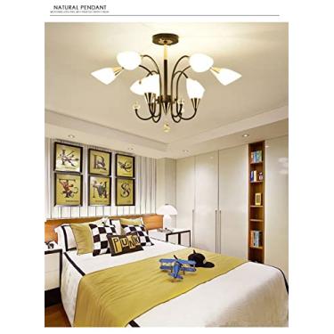 Imagem de lustre LED lustre sala de estar luminárias luminárias de suspensão americanas luzes penduradas quarto sala de jantar lâmpadas suspensas (cor: 6 cabeças, tamanho: FRIO)