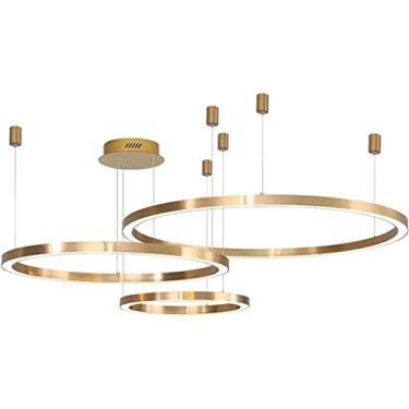 Imagem de Lustre LED Lustre de Teto Lâmpada de Luz Compatível com Sala de Estar Quarto Moderno LED Grande Lustre Luminárias de Iluminação Douradas (Cor: 1 Anel Dia80cm, Tamanho: Branco Frio)