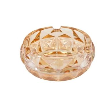 Imagem de Cinzeiro de cinzeiro feito de vidro para sala de estar, escritório, mesa, cinzeiro transparente, cinzeiro externo (amarelo, pequeno)