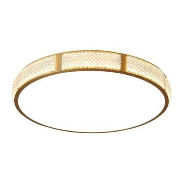 Imagem de Luminária de teto LED moderna, decoração de cristal, luz de teto criativa, personalizada, redonda, lustre de cobre pós-moderno para sala de estar, quarto, sala de jantar, cozinha, sala de es