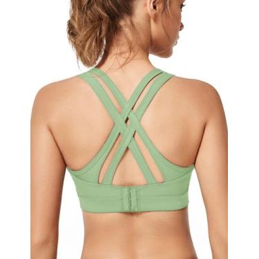 Imagem de Sutiã esportivo Yvette High Impact Criss Cross Back verde tamanho S