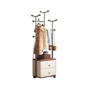 Imagem de Cabide de pé cabide para casacos e chapéus, cabide de pé, cabide para casa, cabide para pendurar roupa na sala de estar, gaveta, cabide de madeira, armário de armazenamento, prateleira