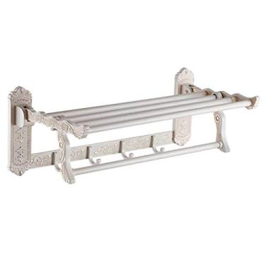 Imagem de Suporte de toalha de mão, trilho de barra de toalha, toalheiro espaço europeu alumínio prateleira de banheiro pendurar na parede (cor: A) (Cor: B) (B)