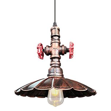 Imagem de YQSLQZZ Lustre de fazenda de bronze antigo, luminária pendente de ilha de cozinha vintage americana, lustres de tubulação de água steampunk industrial, para sala de jantar, bar, corredor