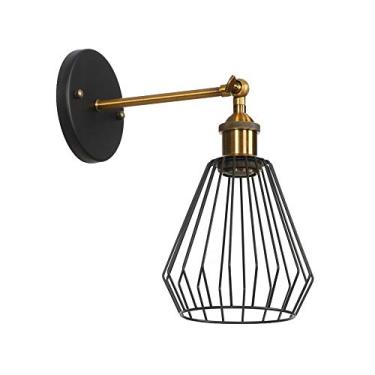 Imagem de HOSETEON Luminária de parede, Indurial V-1-Light Wall Sconce Lanterna ajustável yle Luminária de parede em forma de gaiola removível Lâmpada montada na parede, Retro Country t yle Preto Metal Finis