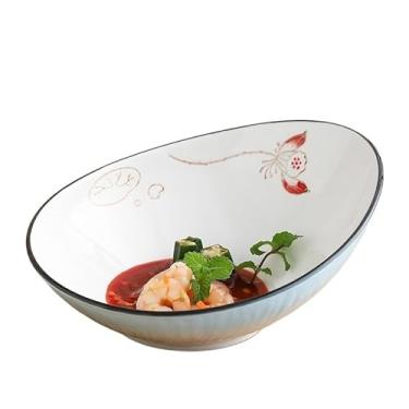 Imagem de URGDWEKJY Tigela de salada cerâmica prato fundo criativo restaurante tigela de salada tigela de ramen adequado para salada, macarrão, fruteira (média)