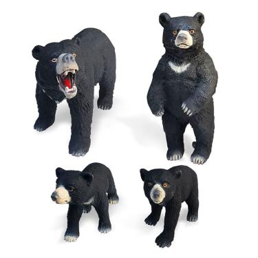 Imagem de Conjunto de estatuetas de urso preto asiático em miniatura, 4 peças de brinquedo infantil de PVC