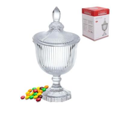 Imagem de Bomboniere De Vidro Graffiato Baleiro Porta Doce Bombom 19cm - Hauskra