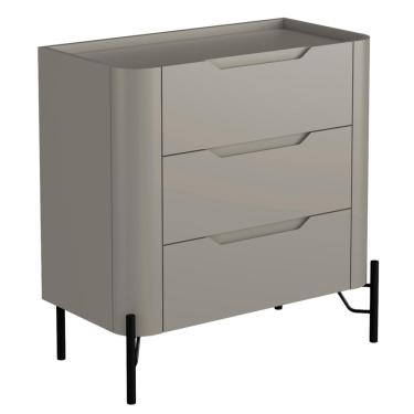 Imagem de Mesa De Cabeceira Orgânica 3 Gavetas Pés Industrial Preto Bliss I03 Grigio - Lyam Decor