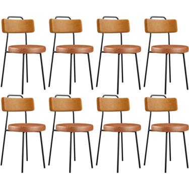 Imagem de Kit 08 Cadeiras Decorativas Estofada Para Sala Jantar Barcelona L02 Couríssimo Whisky Camel - Lyam