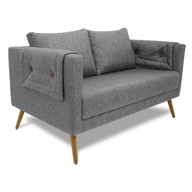 Imagem de Sofá Namoradeira 2 Lugares Paris D07 Linho Mescla Cinza - D'Rossi