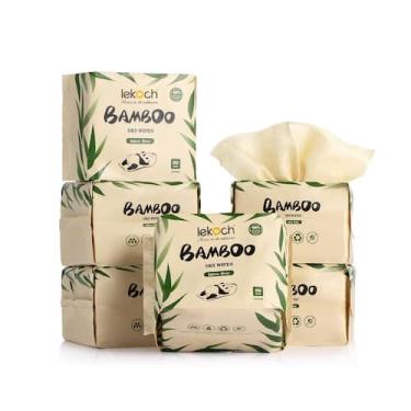Imagem de Lenços umedecidos faciais Lekoch Bamboo 100% biodegradáveis 300 unidad