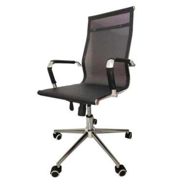 Imagem de Cadeira De Escritório Esteirinha Tela Mesh Base Cromada Com Rodinha Fo