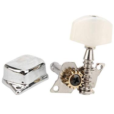 Imagem de Domary Banjo Tuning Peg Cabeça Tuner Botão Semi Fechado Corda 4 + 1 Instrumento Musical Acessório para Banjo Jogadores Liga de Zinco Pvc Branco Prata