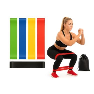 Imagem de Kit 5 Faixas Elásticas Mini Band para Exercícios, Treino Funcional, Yoga, Pilates, Fisioterapia, 5 Níveis de Resistência, Bandas para Pernas, Glúteos, Braços e Abdômen -ShopLider