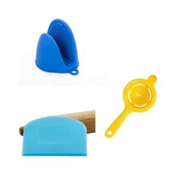 Imagem de Kit Espátula de Pão + Par de Luvas Silicone + Separador Ovos - Multti 