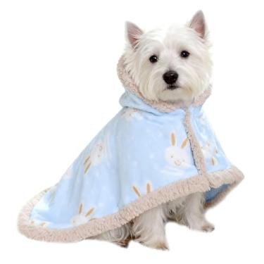 Imagem de Tamanho pequeno a grande, casaco de inverno para cães com chapéu, cobertor de capa espessa para gatinhos, camisola de animais de estimação para cães pequenos e médios (azul, P: peso recomendado 3-6