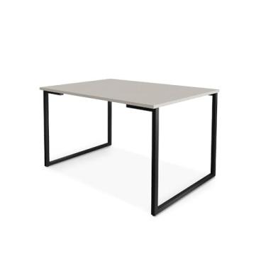 Imagem de Mesa de Jantar Retangular 120cm - Tampo 18mm com Pés em Aço Carbono (Preto/Off White)