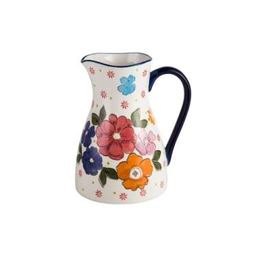 Imagem de Jarro Jarros de cerâmica 2000ML com alça, chaleira água fria grande capacidade, vaso decorativo doméstico para arranjos flores