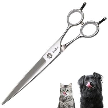 Imagem de SnipStar 7,5 polegadas profissional de animais de estimação reta corte tesouras largas lâminas VG10 para o cuidado de cães médios e grandes