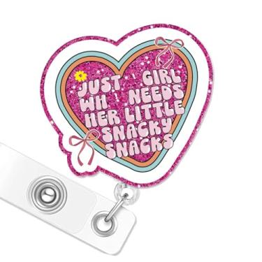 Imagem de Carretel de crachá retrátil para enfermeira assistente médica de enfermagem, I'm Literally Just a Girl, rosa e branco, porta-crachá, clipe para escritório, trabalhador médico, estudante, professor