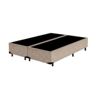 Imagem de Base Box Queen Bipartido Khouse Suede Bege 40x158x198