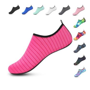 Imagem de Sapatos aquáticos de secagem rápida para homens e mulheres meias aquáticas leves para nadar na praia, Vermelho rosa, 5.5-6.5 Women/4.5-5.5 Men
