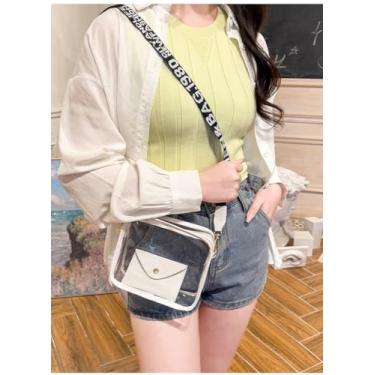 Imagem de Bolsa feminina transparente 2 em 1 bolsa transversal transparente bolsa de ombro, Branco