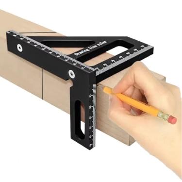 Imagem de Régua de medição multiângulo 3D, régua de triângulo de esquadria, ferramenta de medição de layout de alta precisão, transferidor quadrado de liga de alumínio de 45°/90° para carpinteiro engenheiro