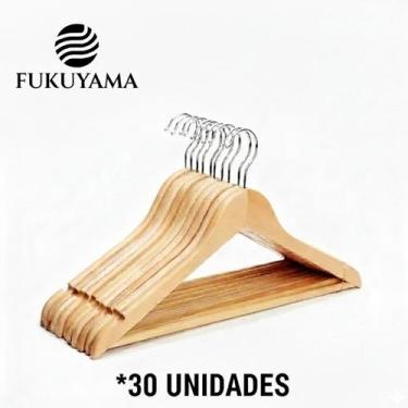 Imagem de Kit 30 Cabide De Madeira Marfim Organizador Closet Fukuyama - MADEIRA3