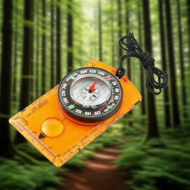Imagem de Bússola de orientação avançada para caminhadas e mochilão, bússola de escoteiro para acampamento, leitura de mapas, laranja