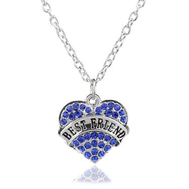 Imagem de Colar Best Friends com pingente de coração de cristal, presentes para mulheres, irmãs, presentes de amizade, One Size, Aço inoxidável, Sem Pedra Preciosa