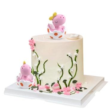 Imagem de Etwgbaby 1 Pack Resin Dinosaur Cake Toppers Pink New Born Dinosaur Cake Decoration Gender Reveal Dinosaur Cupcake Picks for Jungle Safari Dino Theme Baby Shower Kids Birthday Party Supplies