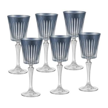Imagem de Barski Taças de vinho, conjunto de 6 - Cor azul pérola - Taças de vinho para vinho tinto ou branco - Taças de água de vidro coloridas elegantes, taças de vinho coloridas, 283 g - Feito na Europa