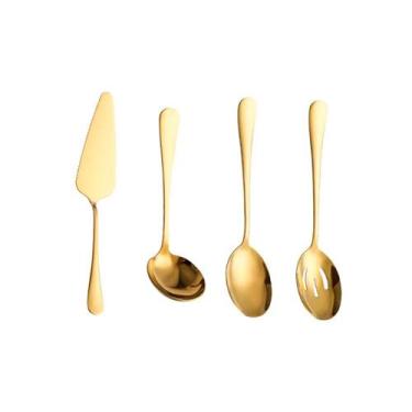 Imagem de Espatula Concha Colher Servir Dourado Aço Inox Servir Buffet - Genéric