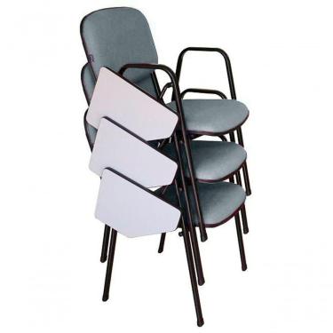 Imagem de 03 Cadeiras Universitárias Linha Hotel Auditório Cinza