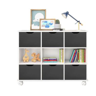 Imagem de Nicho Organizador C/ 6 Gavetas C/ Rodízio Q01 Branco/Preto