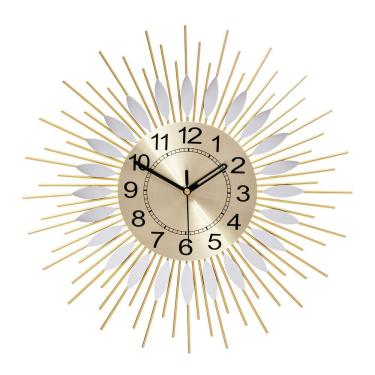 Imagem de Relógio de parede Creative Sunflower 38 cm moderno dourado e branco