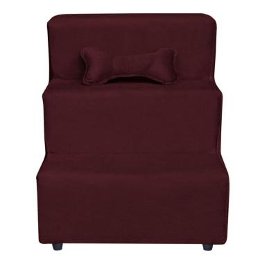 Imagem de Escadinha Pet 3 Degraus Cachorro E Gato Veludo Bordô