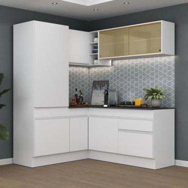 Imagem de Armário De Cozinha Completa De Canto Com Rodapé Branco - MULTIMOVEIS