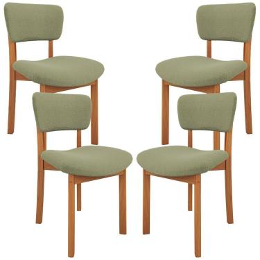 Imagem de Kit 04 Cadeiras Para Sala De Jantar Cozinha Living Estofada Dara L02 Bouclê Oliva - Lyam Decor