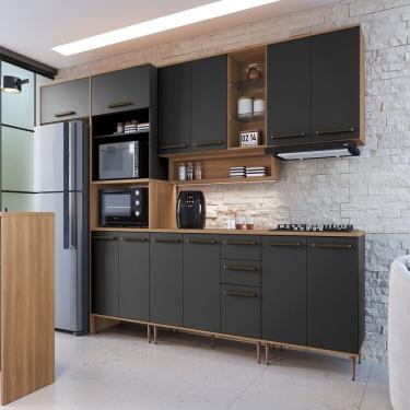 Imagem de Cozinha Modulada Completa 6 Peças Com Torre Quente 13 Portas 2 Gavetas Isabelle Freijó - Grafite
