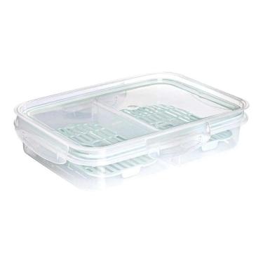 Imagem de Pote Porta Frios Trava 2 Divisórias Com Escorredor Plasutil