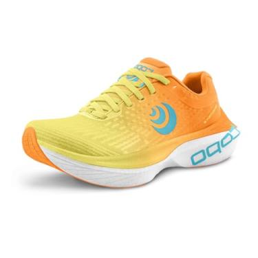 Imagem de Topo Athletic Tênis de corrida masculino Spectre 2 confortável acolchoado durável 5 mm Drop Road Tênis esportivo para corrida na estrada, Laranja/azul, 42